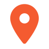 Simple orange map location pin icon.