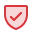 Red shield with a white checkmark inside.