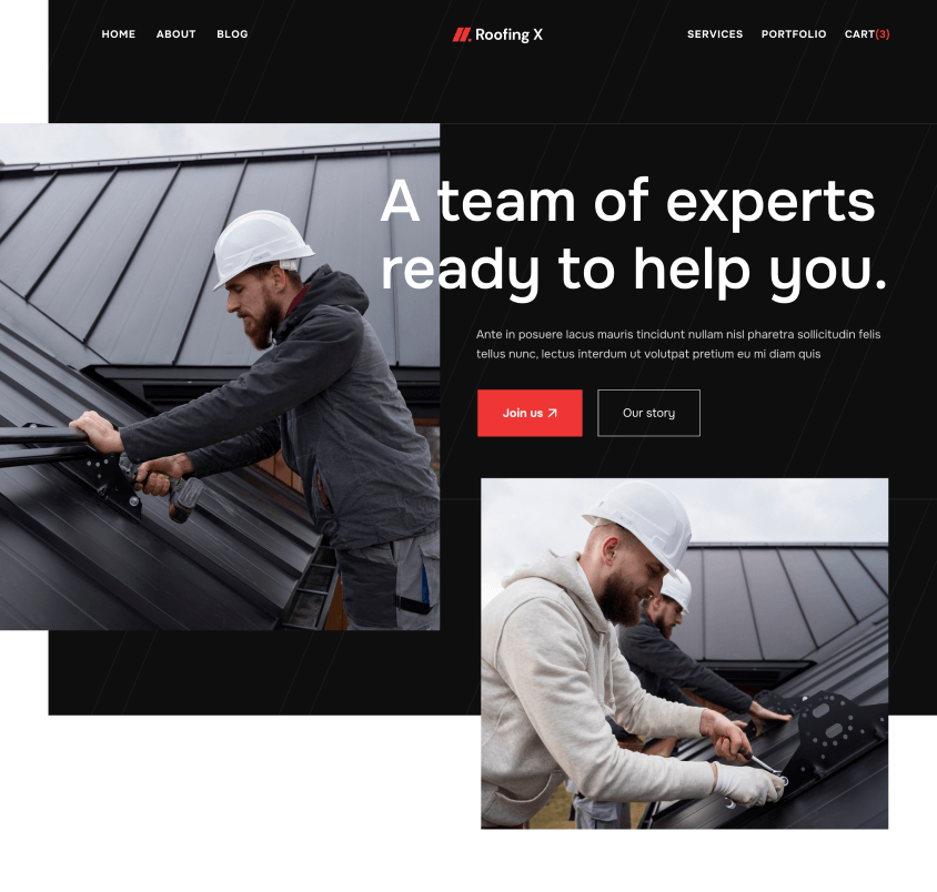 About Hero - Roofing X Webflow Template