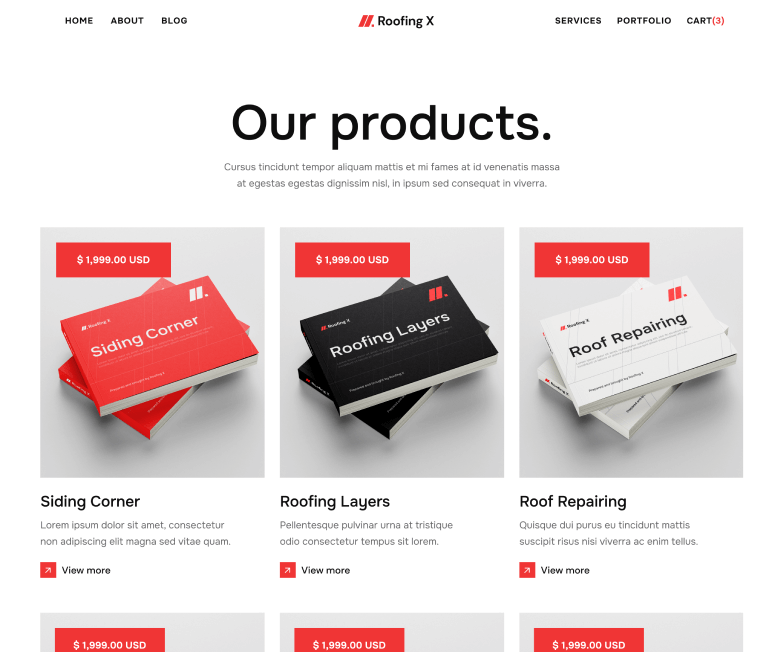 Shop Main - Roofing X Webflow Template