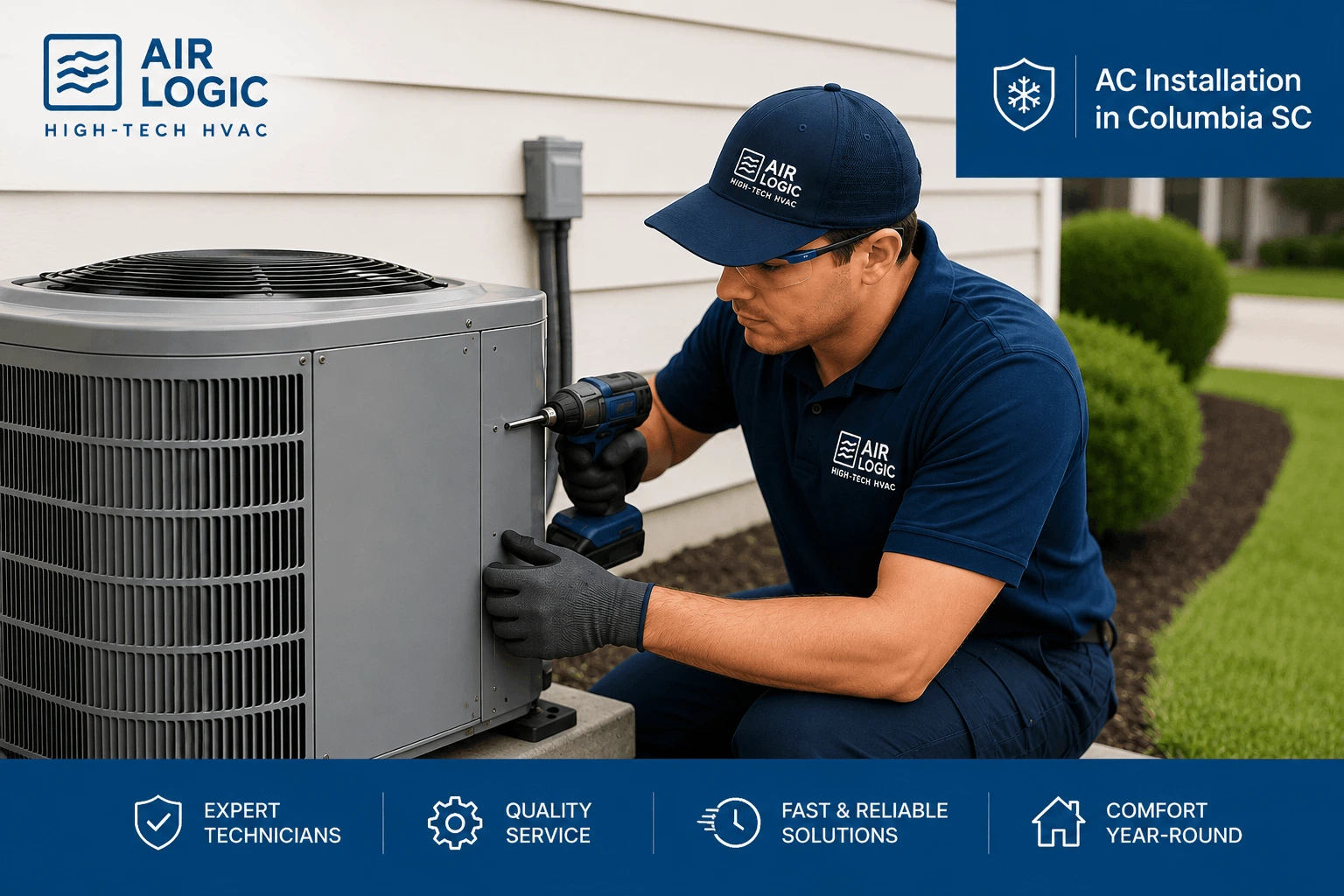 technician installing an ac