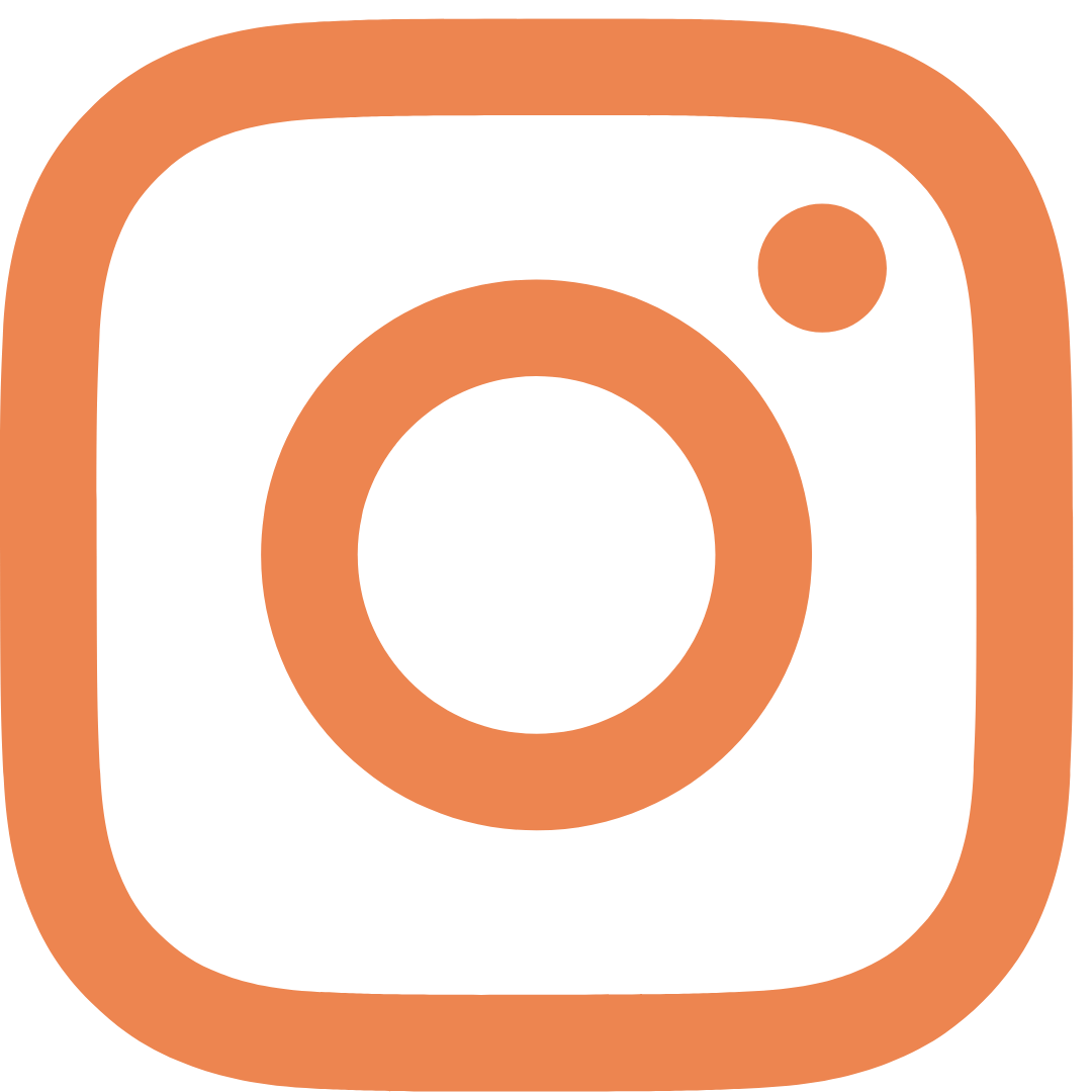 Orange Instagram logo icon with rounded square, circle, and dot elements.
