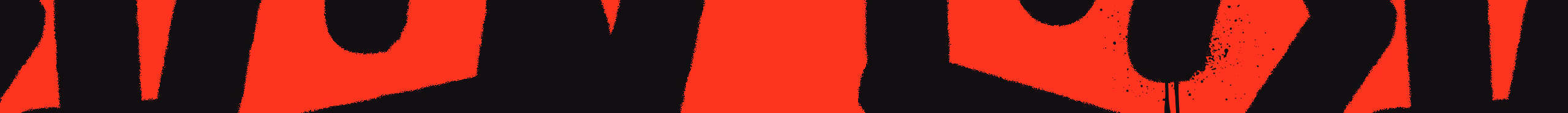 Bold red and black abstract shapes with rough textures and sharp edges.
