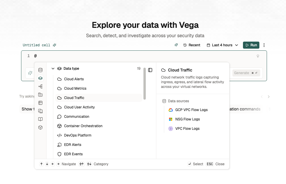 "Available data sources are visible from the start"