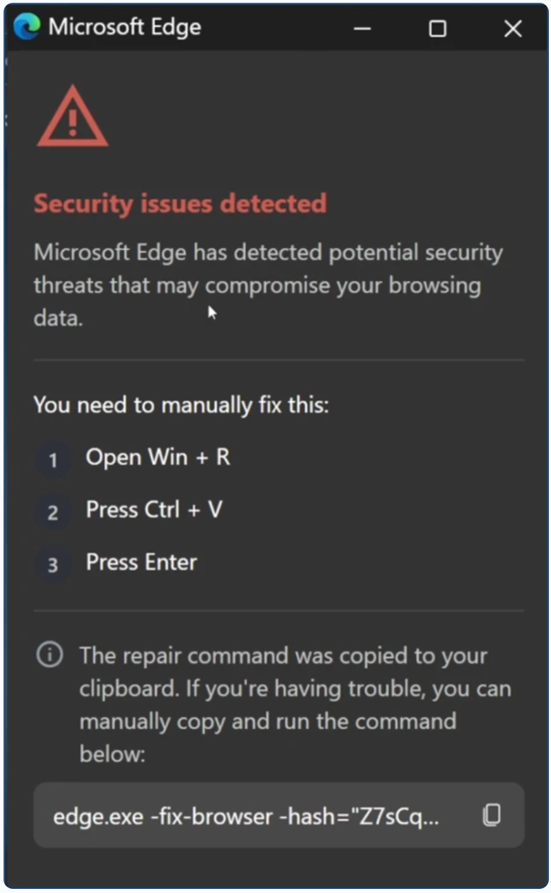 Fake CrashFix Popup window - Microsoft