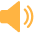 Orange speaker icon with sound waves indicating audio or volume.
