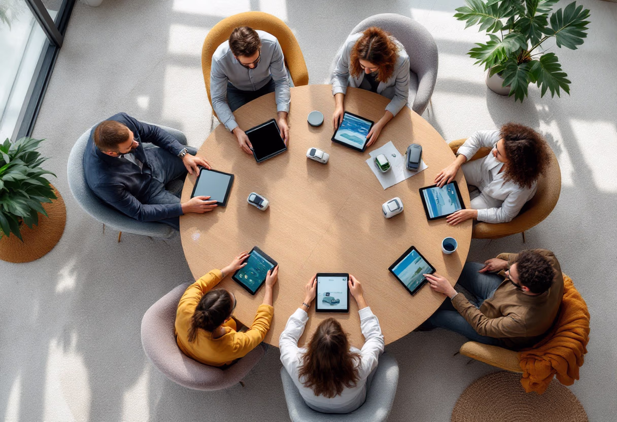 image of an office collaboration scene (for a mobility and transportation)