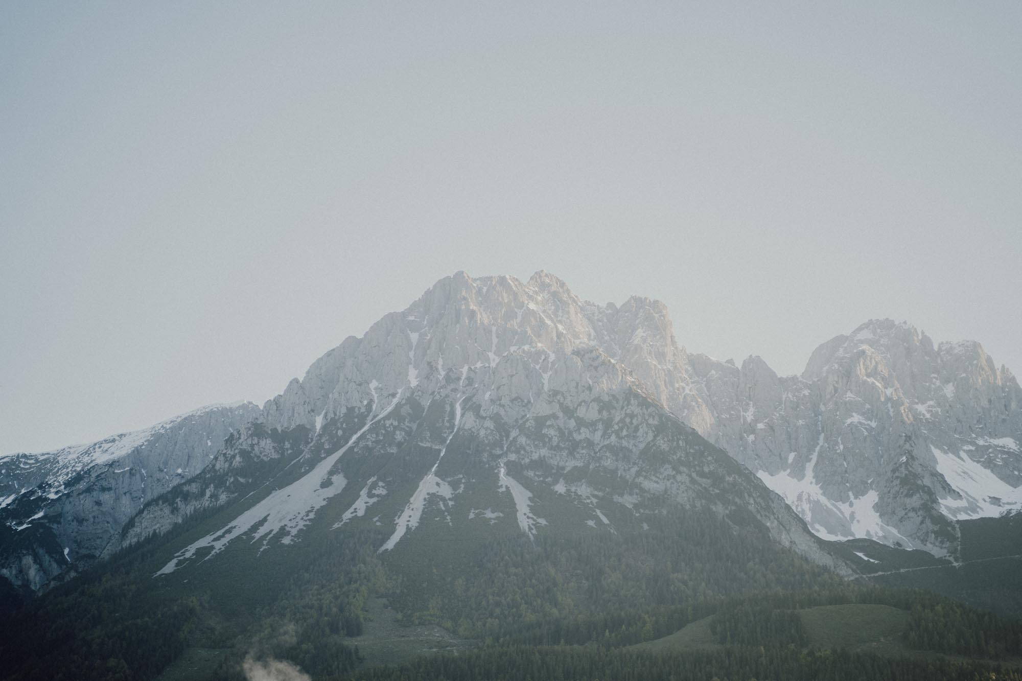 mountain landscape with snow-covered peaks
