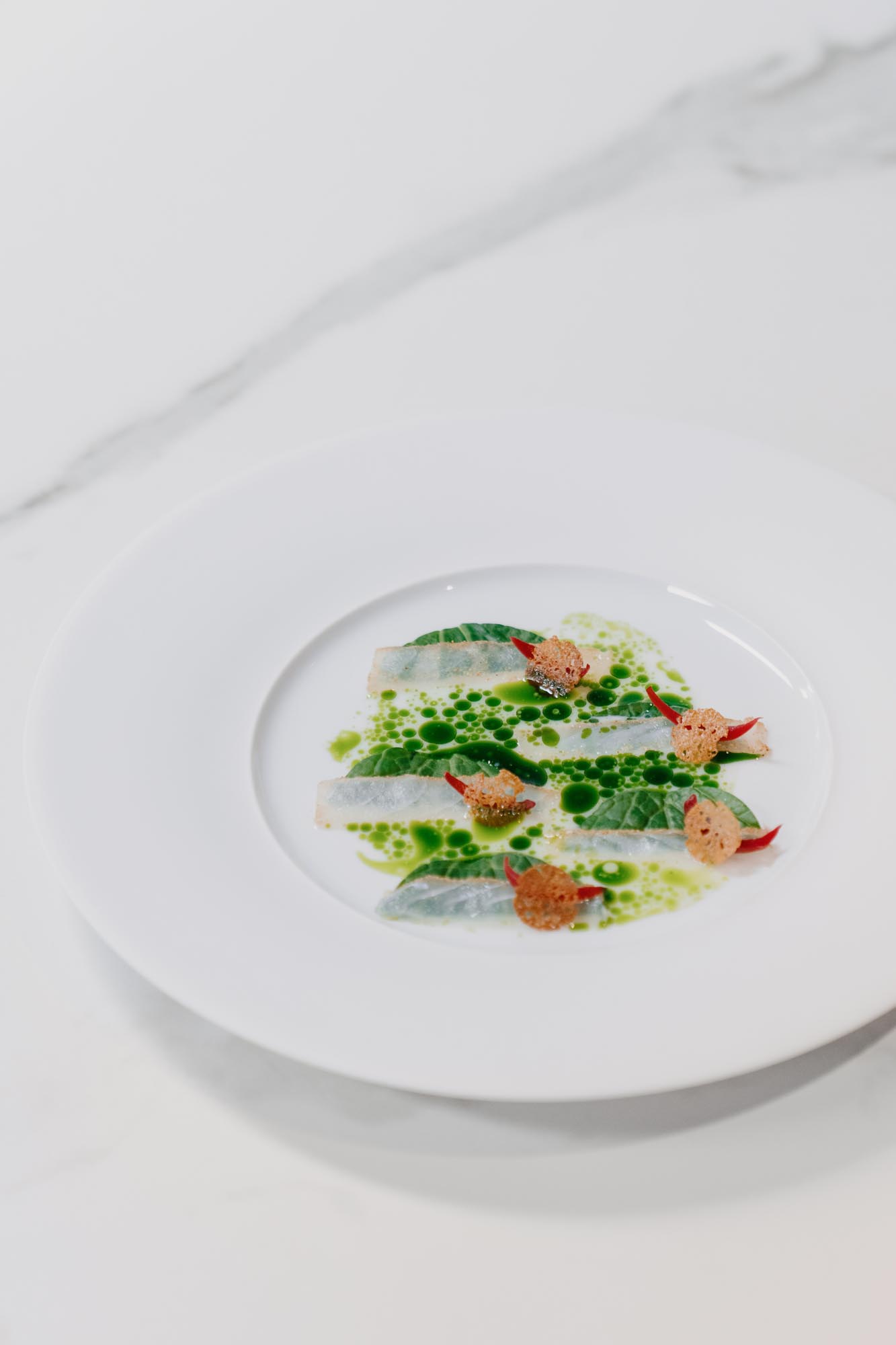 minimal fine dining plate on white background