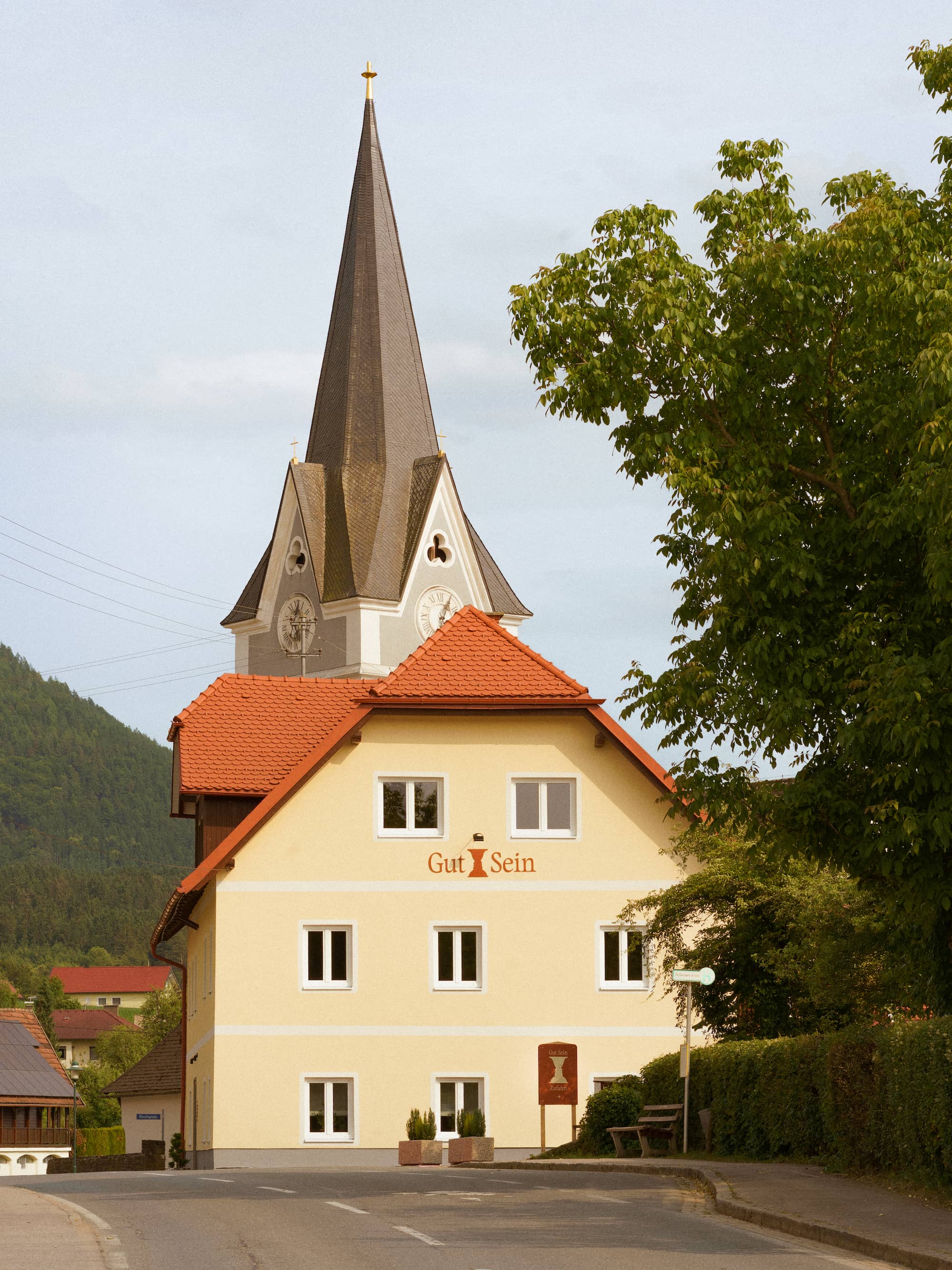 quiet village setting surrounding hotel gut sein in austria