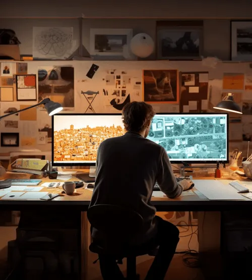 A person working on computer