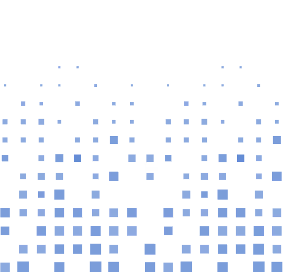 Abstract pattern of blue squares arranged in a symmetrical grid on a black background, forming a wave-like shape.