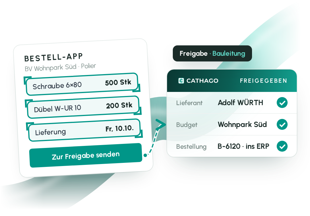 CATHAGO Bestell-App: Material mobil auf der Baustelle bestellen