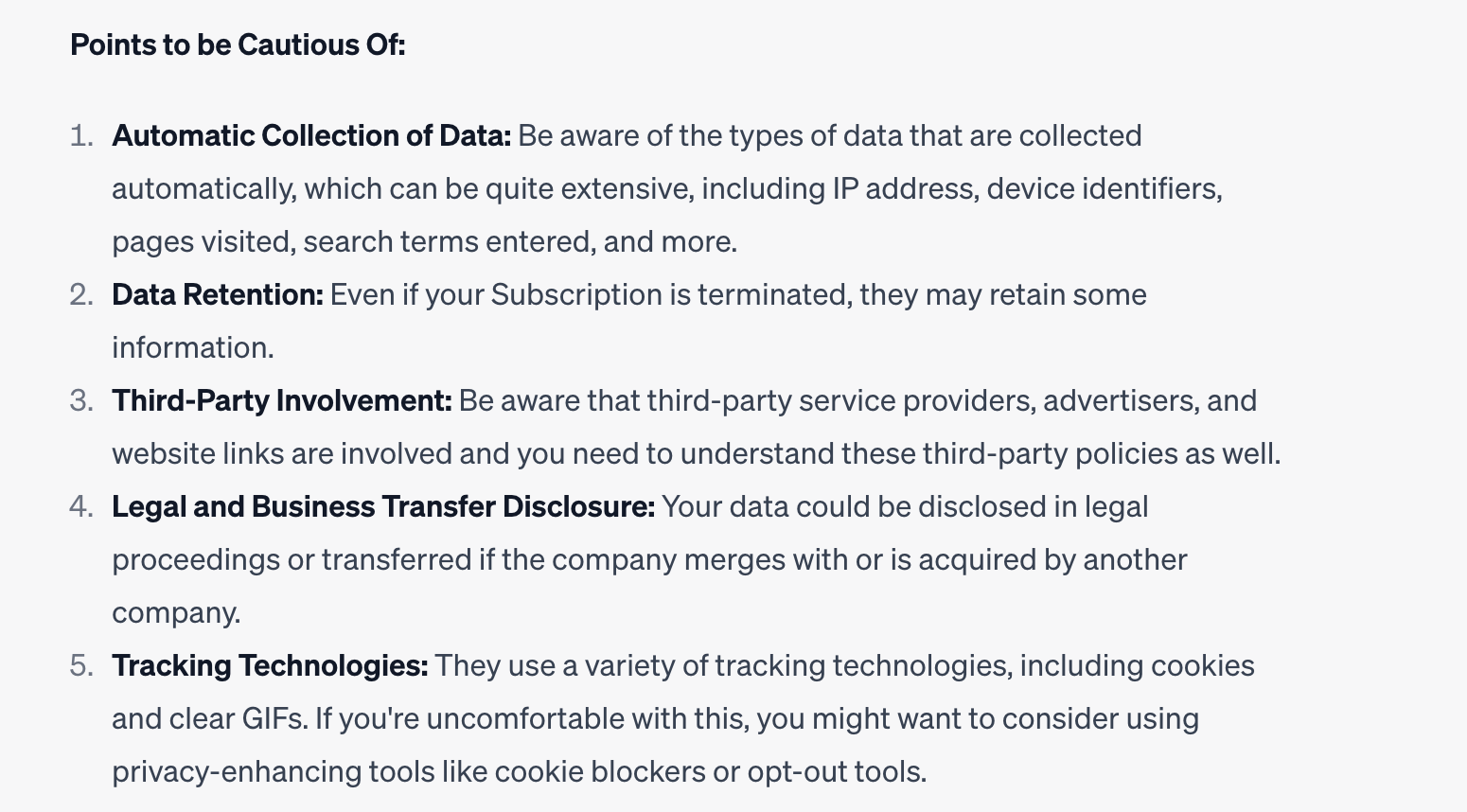 ChatGPT Privacy Policy Interpretation 
