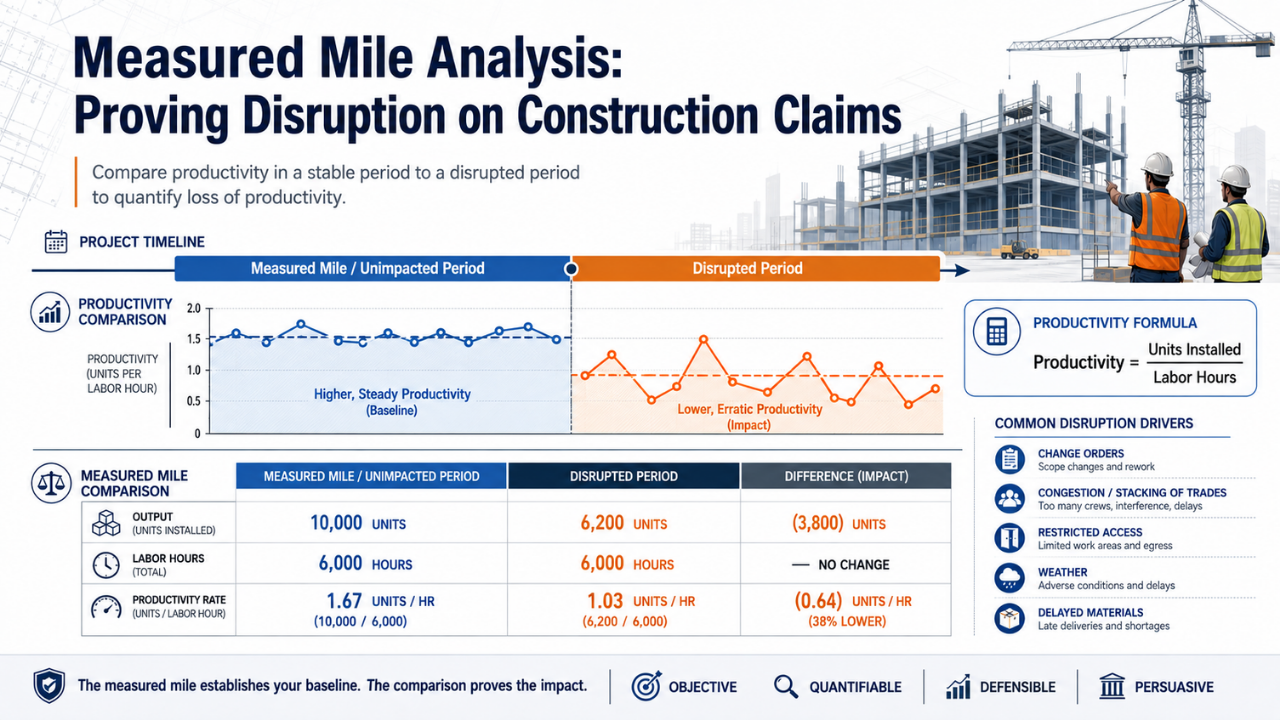 Measured Mile Analysis: Proving Disruption on Construction Claims