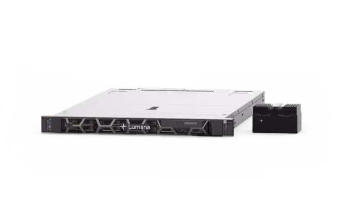 Lumana rack-mounted server chassis with black front panel and ventilation grills.