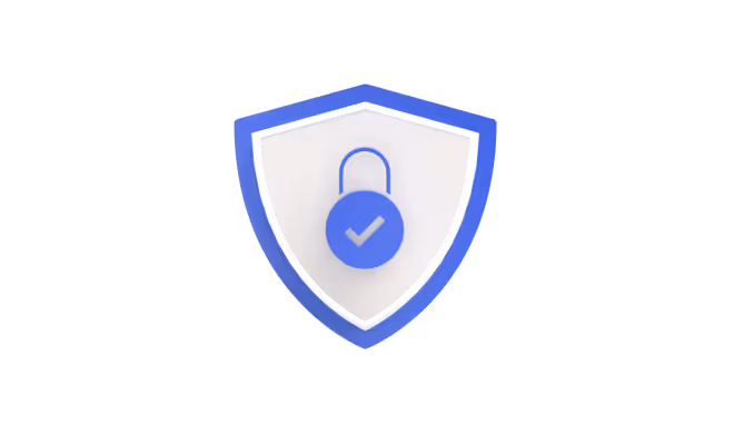 Shield icon with a padlock featuring a checkmark, symbolizing security and protection.