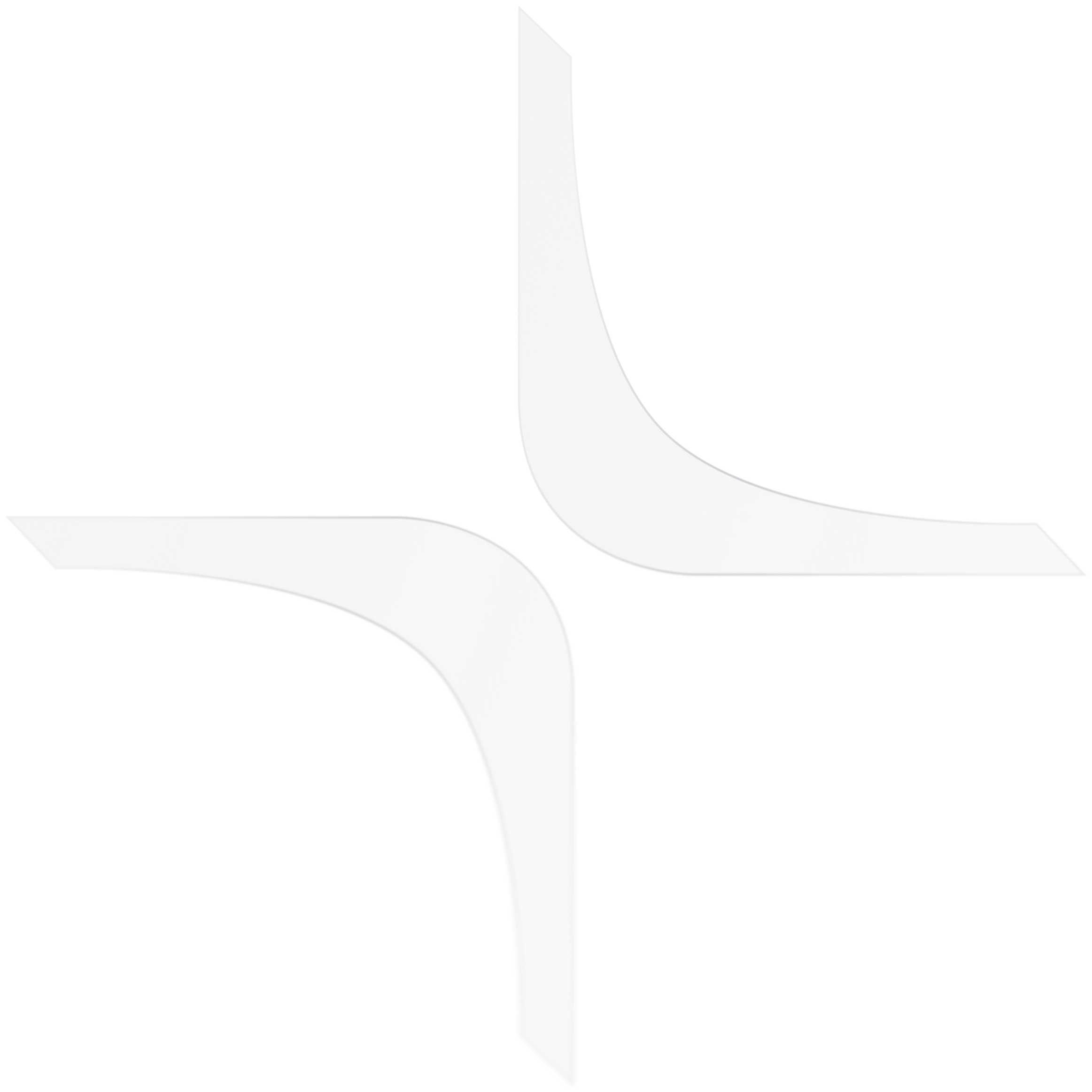 Abstract geometric design with two curved, L-shaped elements in a mirrored arrangement on a transparent background.