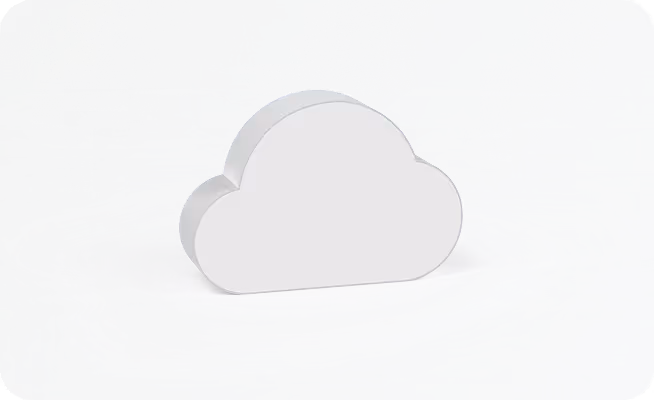 White 3D cloud icon lit from the front on a gradient gray background.