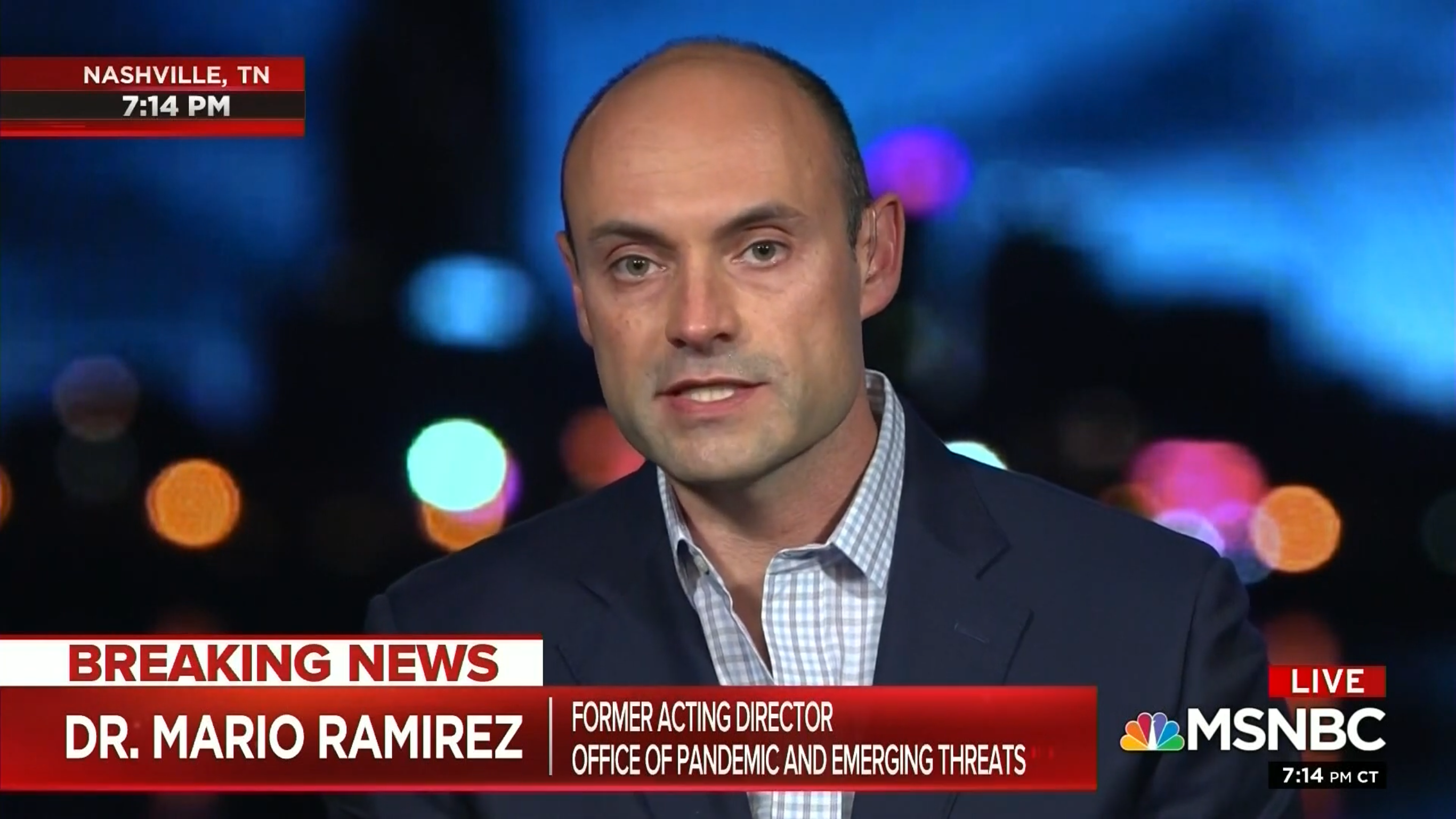 Television still of a client's appearance on MSNBC