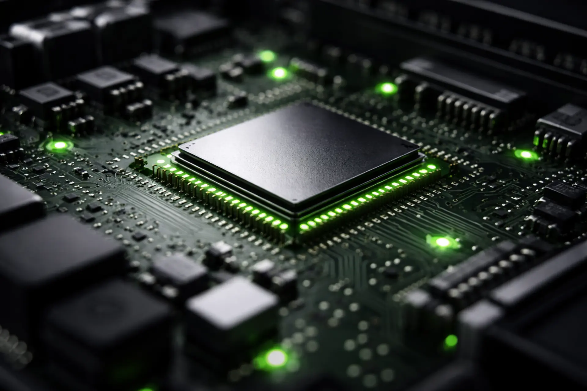 Circuit électronique avec accents verts
