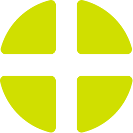Bright lime green circle divided into four equal quadrants