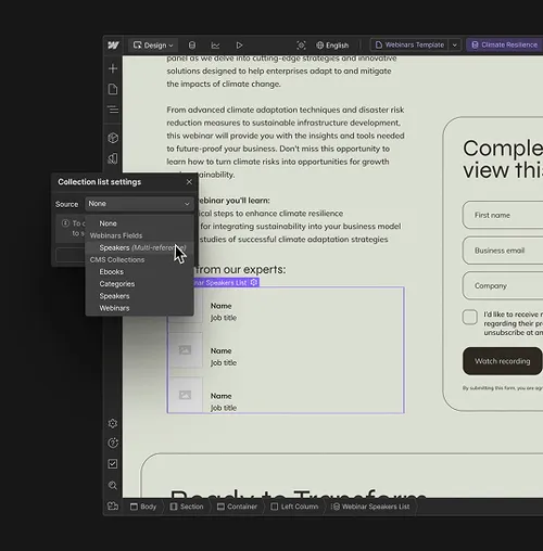 Webflow CMS installation 