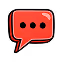 Icône de bulle de discussion rouge avec trois points noirs.