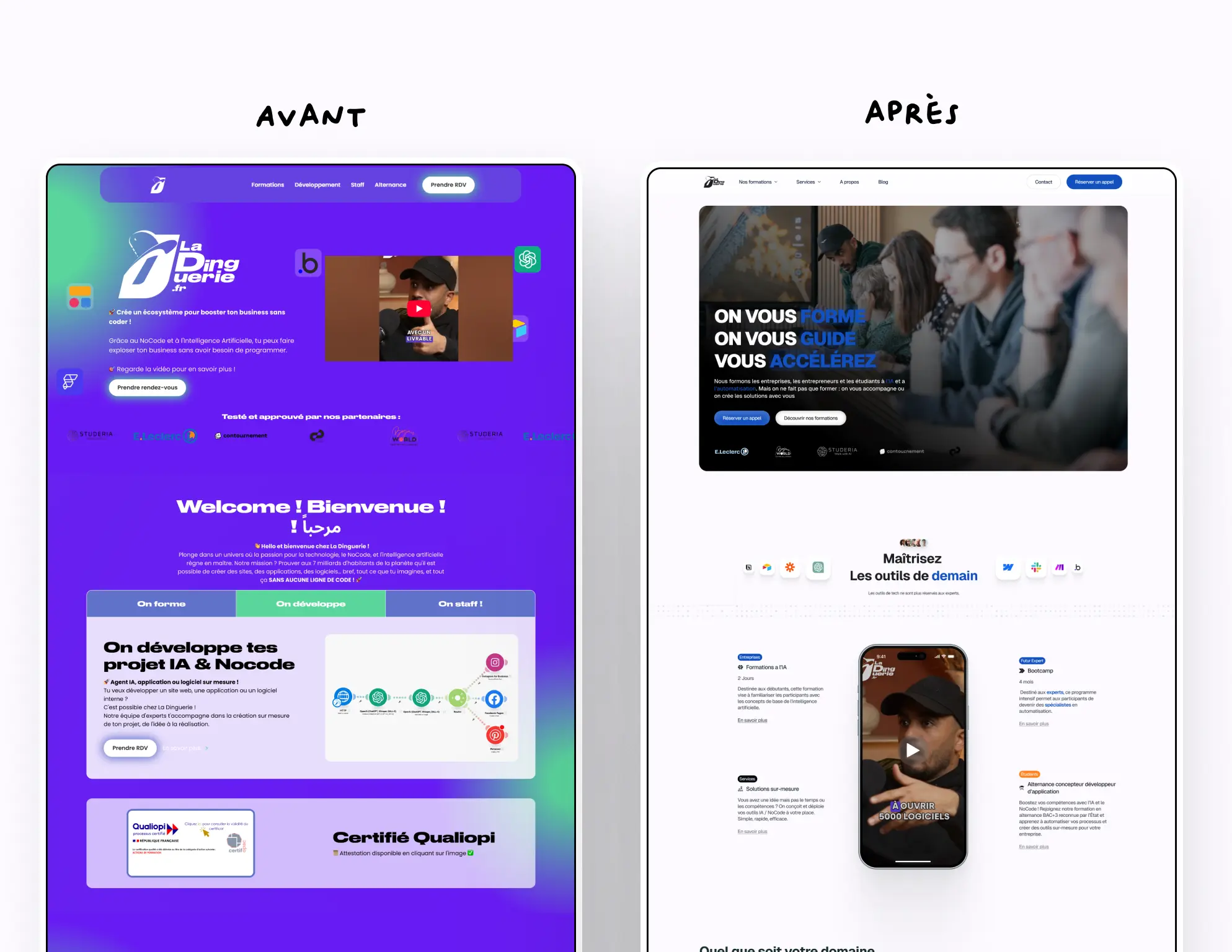 Comparatif avant / aprés d'une refonte de site internet