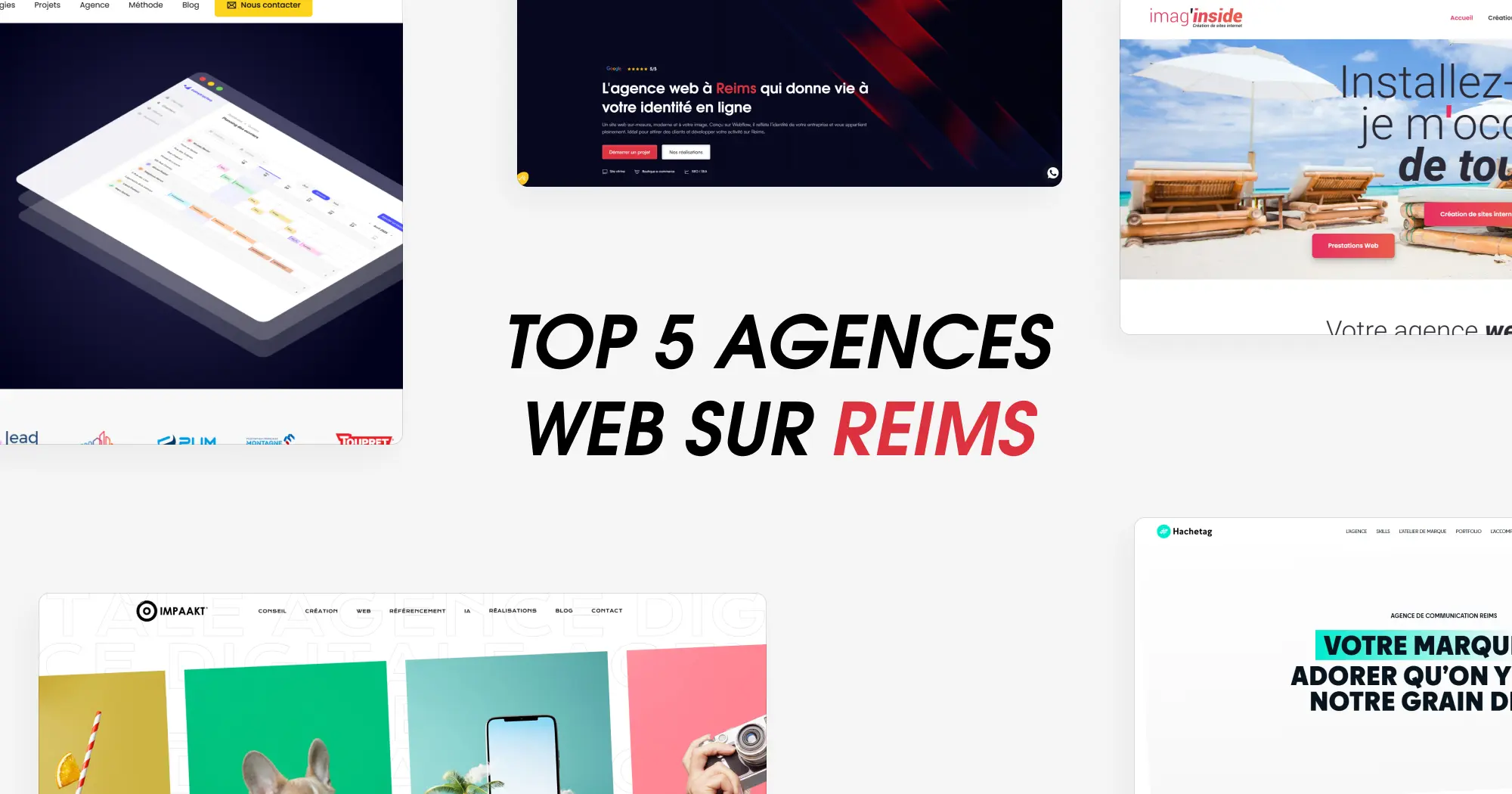 Plusieurs page d'accueil d'agence web sur Reims