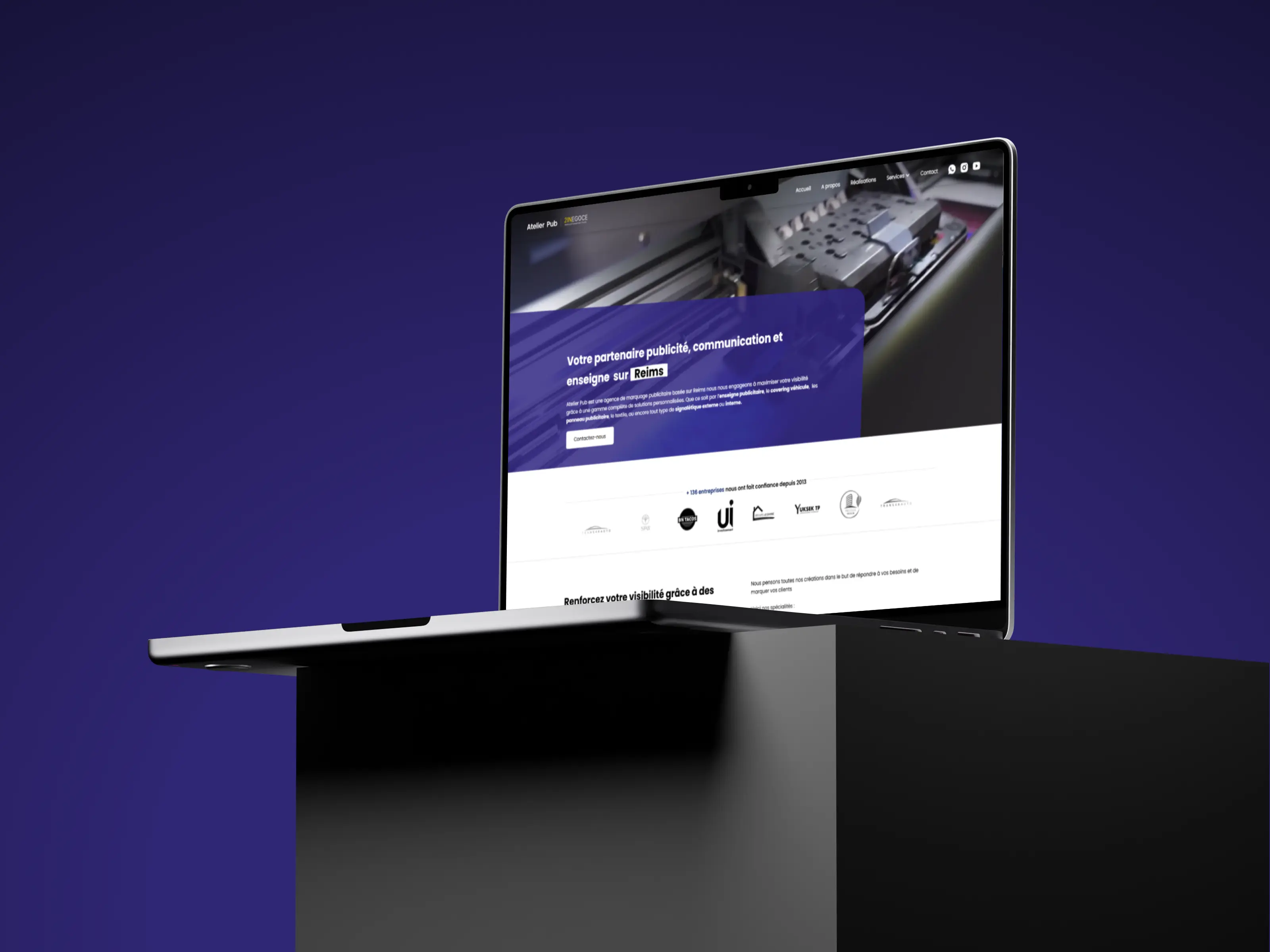 Hero section page d'acceuil Atelier Pub vue sur mobile et desktop
