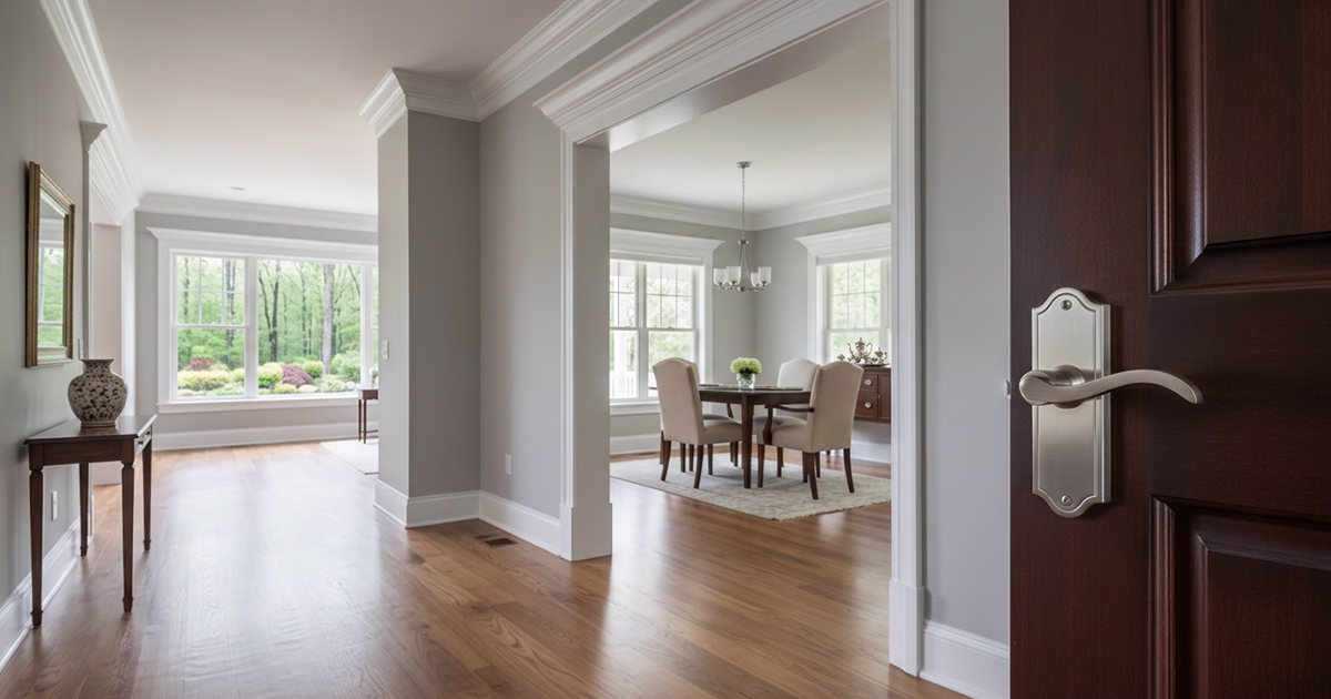 Extra wide doorway into a dining room