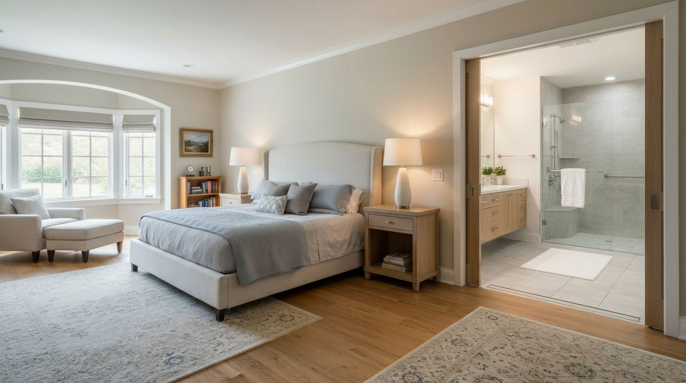 First floor bedroom with bathroom