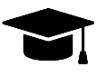 Black silhouette of a graduation cap with a tassel on a transparent background.