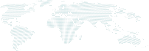 World map depicted as a grid of interconnected turquoise cross shapes on a black background.