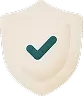 Cream-colored shield with a green check mark in the center.