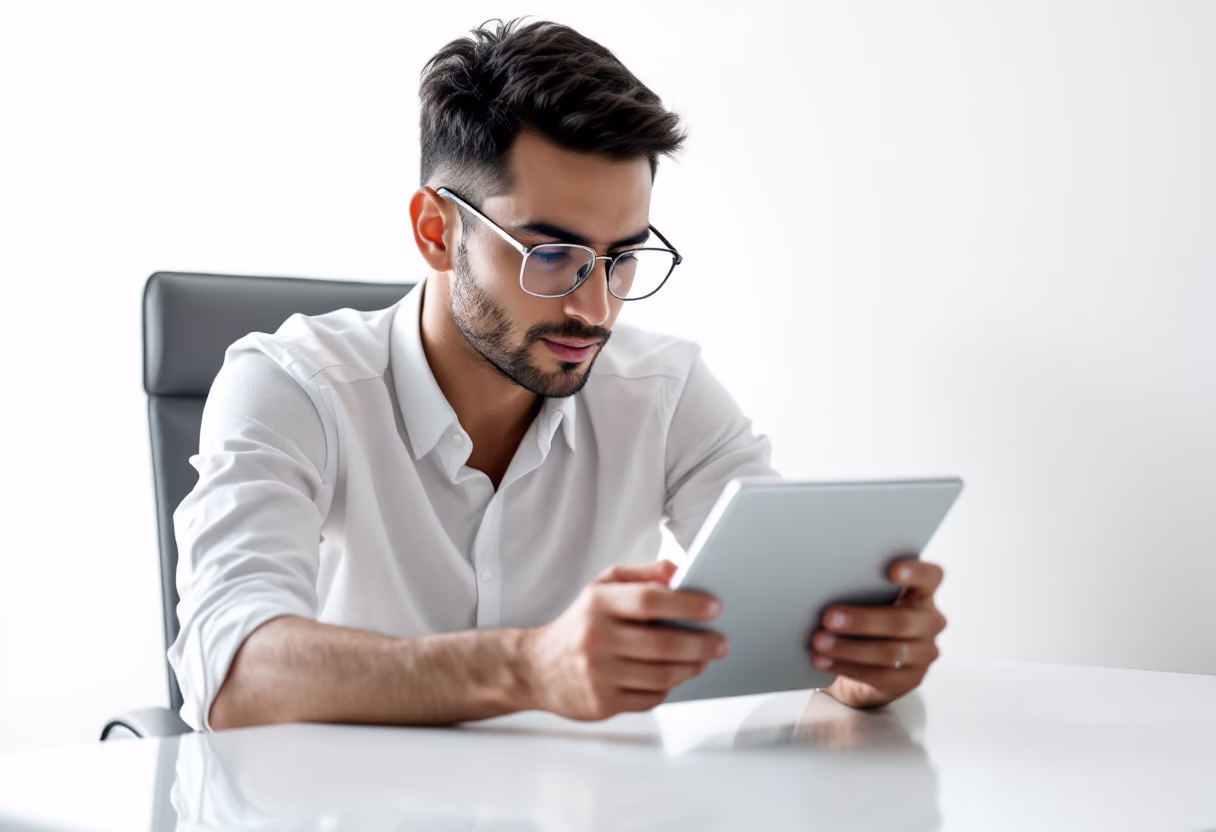 image of business professional reviewing analytics (for a hr tech)