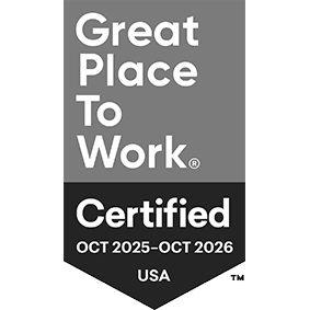 Great Place to Work Certified badge for USA, valid from October 2025 to October 2026.