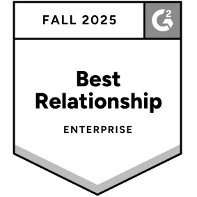 G2 badge for Best Relationship Enterprise for Fall 2025.