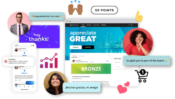 A selection of screenshots from O.C. Tanner's Culture Cloud platform