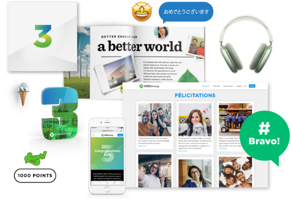 A selection of personalizes awards created by O.C. Tanner