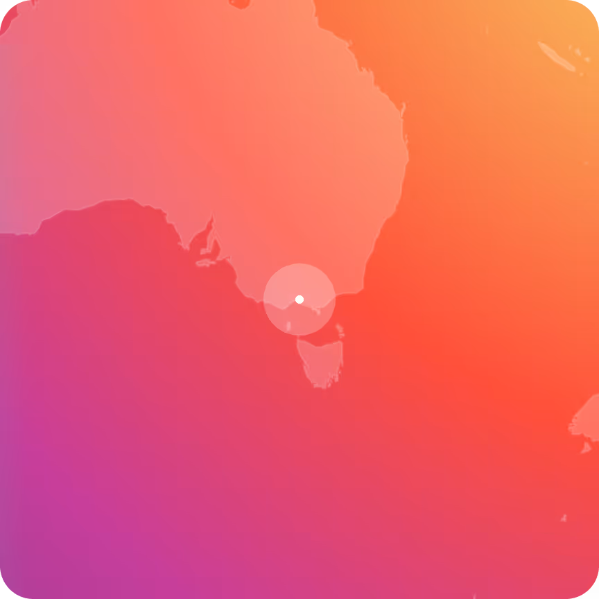 Stylized map highlighting southeastern Australia and Tasmania on a gradient background.