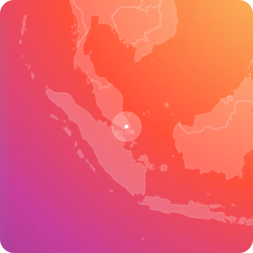 Heatmap-style map highlighting the region of Singapore and surrounding Southeast Asia.
