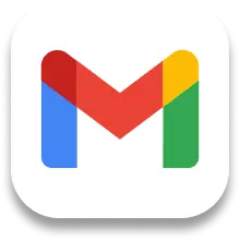 Gmail app icon with a multi-colored M on a white background.