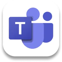 Microsoft Teams logo with a stylized letter T and two abstract human figures in blue.