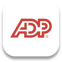 ADP company logo in red on a white background.