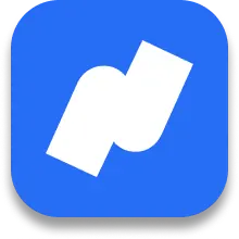 White stylized 'n' logo on a rounded blue square background.