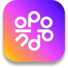 App icon with the word 'poppulo' stylized in white lowercase letters on a rounded square background with a purple to orange gradient.