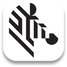 Stylized black and white zebra head icon with angular stripes inside a rounded square.