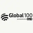 Global 100 logo with stylized globe icon and text 'An initiative of HRD'.